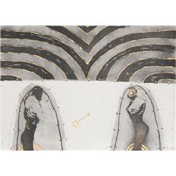 Humberto Castro, La Llave, Ink and Pastel Drawing