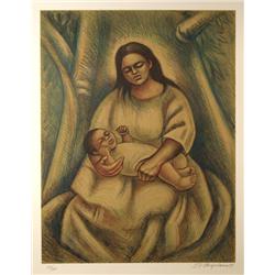 Raul Anguiano, Mother and Child, Lithograph 