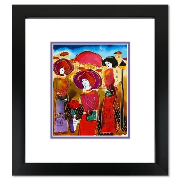 Moshe Leider, Framed Original Mixed Media Watercolor Painting, Hand Signed with Letter of Authentici