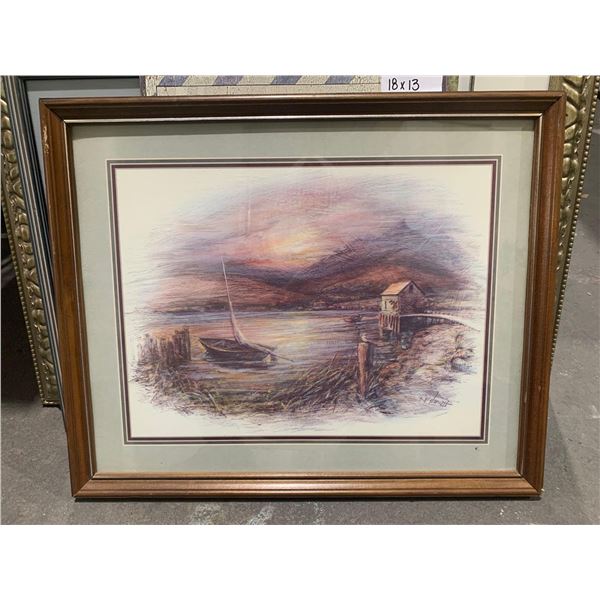 18in x 13in Framed Sailboat Print by RF Hamett