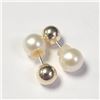 Image 2 : 10K Yellow Gold Fresh Water Pearl 2In1 Earrings (~Size )(Ring is resizable for $40) (~length inches)