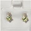 Image 1 : 10K Yellow Gold Peridot(0.4ct) Diamond(0.06ct) Earrings (~Size )(Ring is resizable for $40) (~length