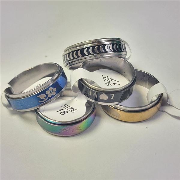 Pack Of 5 Meditation Color : Black,Rainbow,Gold And Blue With Random Pattern Set (~Size )(Ring is re