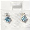 Image 1 : 10K Yellow Gold Blue Topaz(0.44ct) Diamond(0.06ct) Earrings (~Size )(Ring is resizable for $40) (~le
