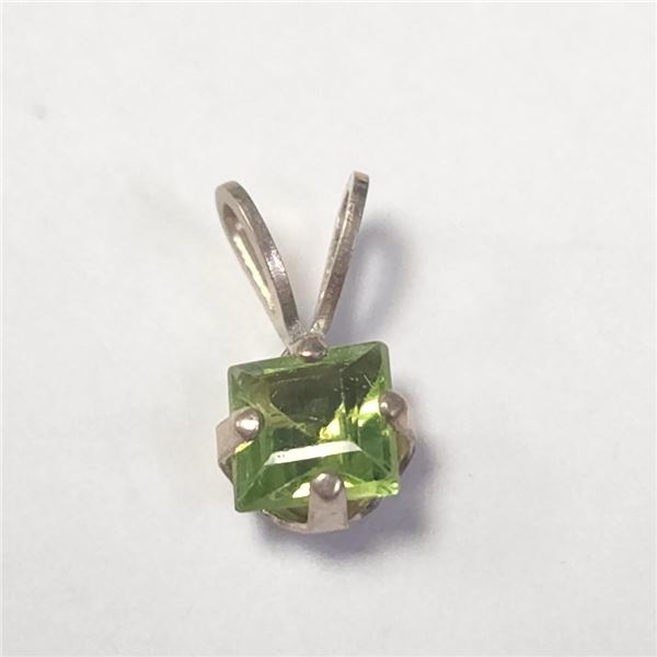 Silver Peridot(0.65ct) Pendant (~Size )(Ring is resizable for $40) (~length inches), Made in Canada,