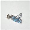 Image 2 : 10K White Gold Blue Topaz Earrings (~Size )(Ring is resizable for $40) (~length inches), Made in Can