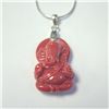 Image 1 : Silver Poly Coral Ganesh 16" Necklace (~Size )(Ring is resizable for $40) (~length inches), Suggeste