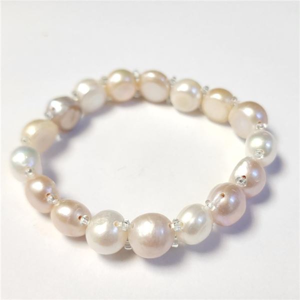 Fresh Water Pearl Flexible Bracelet (~Size )(Ring is resizable for $40) (~length inches), Suggested 