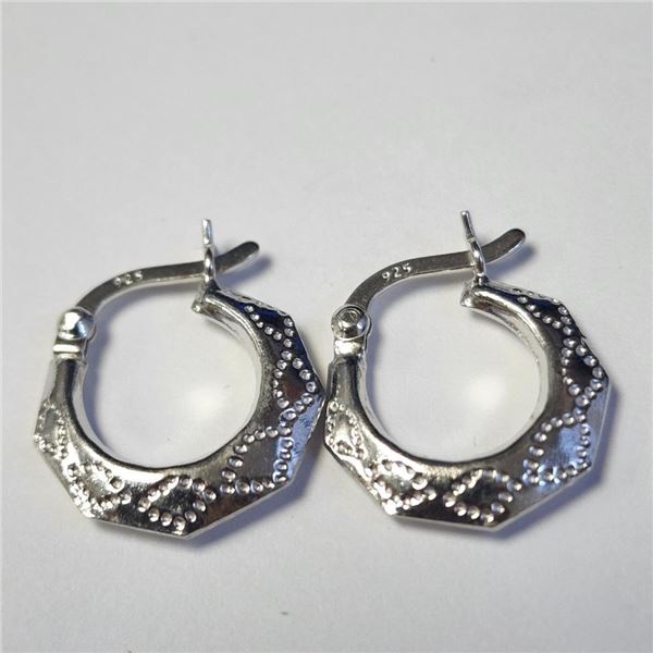 Silver Hoop Earrings (~Size )(Ring is resizable for $40) (~length inches), Suggested Retail Value $4