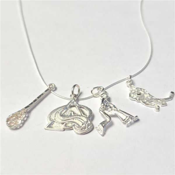 Silver Pack Of 4 Pendant With Chain Necklace (~Size )(Ring is resizable for $40) (~length 16"inches)