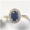 Image 1 : 10K Yellow Gold Blue Saphhire(1ct) Diamond(0.15ct) Ring (~Size 6.5) (~length inches) (~weight 1.93g)