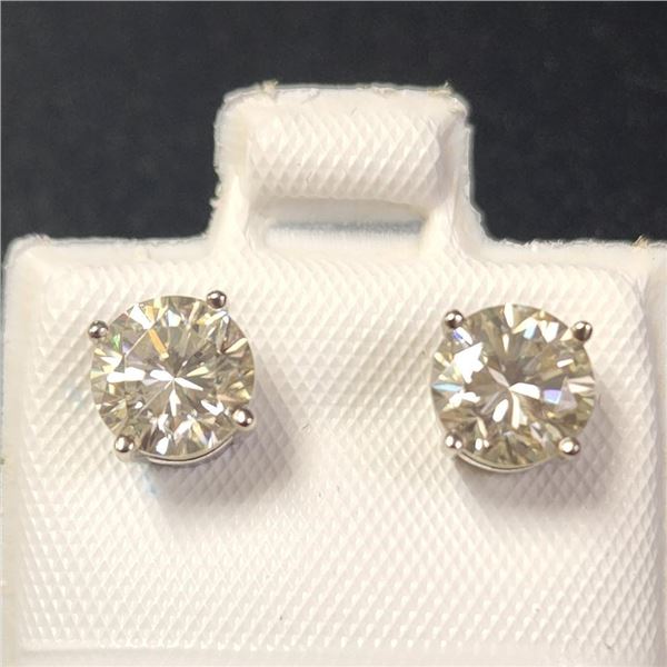14K White Gold Moissanite(1.42ct) Earrings ( (~weight 1g), Made in Canada, Appraised Retail $1500