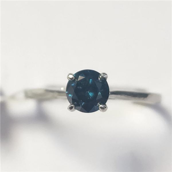 14K White Gold Diamond (0.5Ct,I2,Fancy Blue Color Enhanced) Ring (~Size 6.5)( (~length inches) (~wei