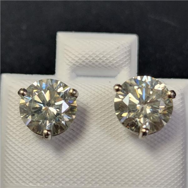 14K White Gold Moissanite(2.8ct) Earrings (~weight 1.3g), Made in Canada, Appraised Retail $1555