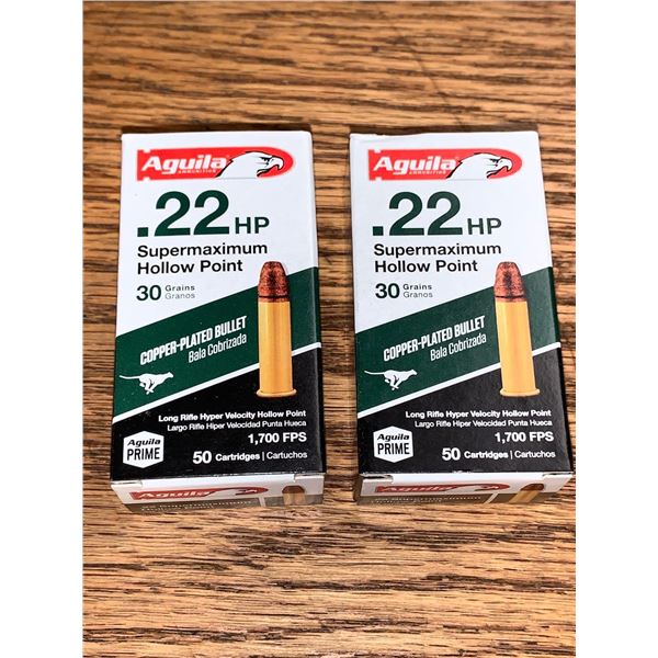 Aquila .22 LR Supermaximum Hollow Point Lot of 2 x 50