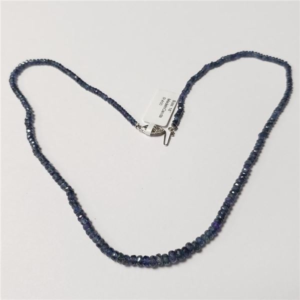 10K White Gold Blue Sapphire 16"(46ct) Necklace ((~length 16"inches) (~weight 8.13g), Made in Canada