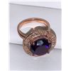Image 3 : Natural Amethyst & Diamond? 7.65 Carat Cluster Top Rose Gold 14K and .925 Silver Ladies Ring?with Ce