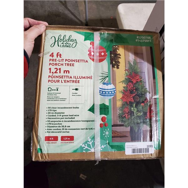 Holiday Living 4ft pre-lit poinsettia porch tree