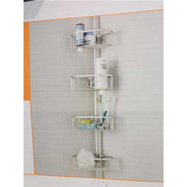 Squared Away Aluminum Pole Shower Caddy