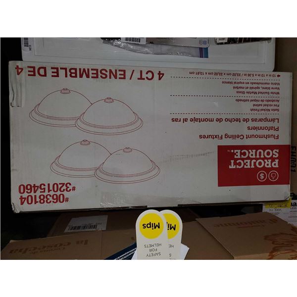 Project Source Flushmount ceiling light fixtures 4 count satin nickle finish with white swirled marb