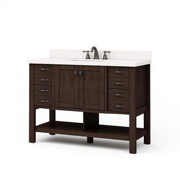 Allen + Roth Kingscote Vanity with Engineered Stone Top + Espresso Finish  48inW x 20inD x 34.5in H 