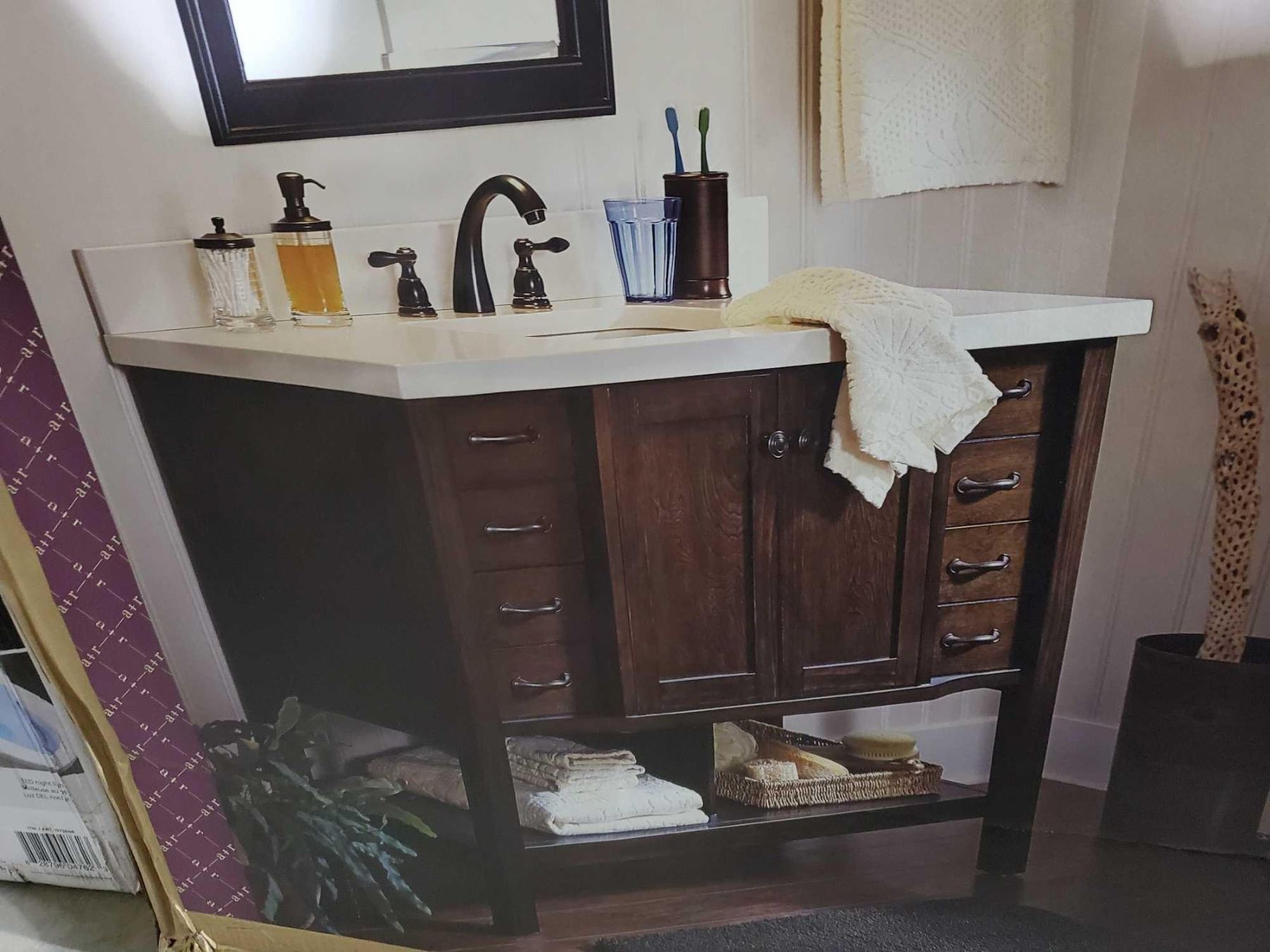 Allen + Roth Kingscote Vanity with Engineered Stone Top + Espresso ...