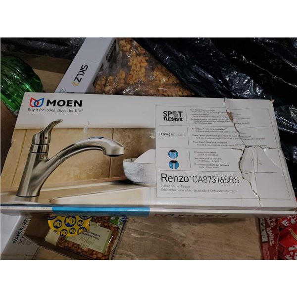 NEW - Moen Kitchen Faucet - Renzo Collection - 1-Handle - 8-in - Stainless Steel, Slight Damage to b