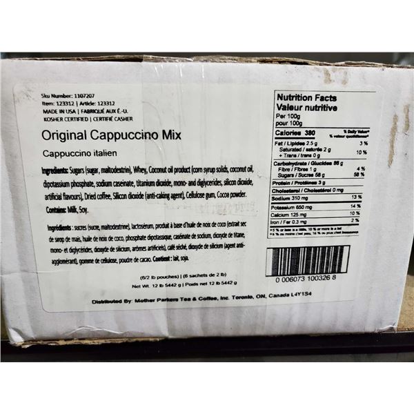 Mother Parkers Original Cappuccino Mix 1 Case of 6 x2lb pouches