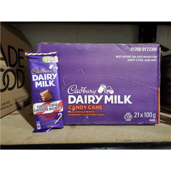 Cadbury Dairy Milk Candy Cane Chocolate Bars Case lot of 21x 100g