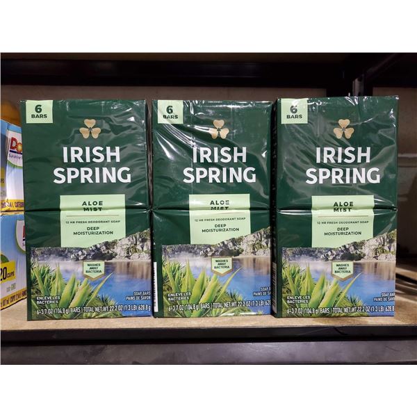 Irish Spring Aloe Mist deodorant soap Case lot of 3 x 6bars x3.7oz