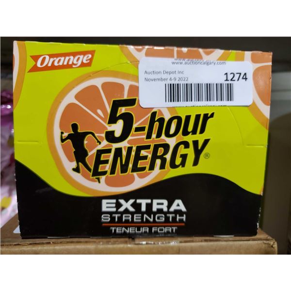 Orange 5-hour extra strength energy Drink case lot 12x 1.93fl oz