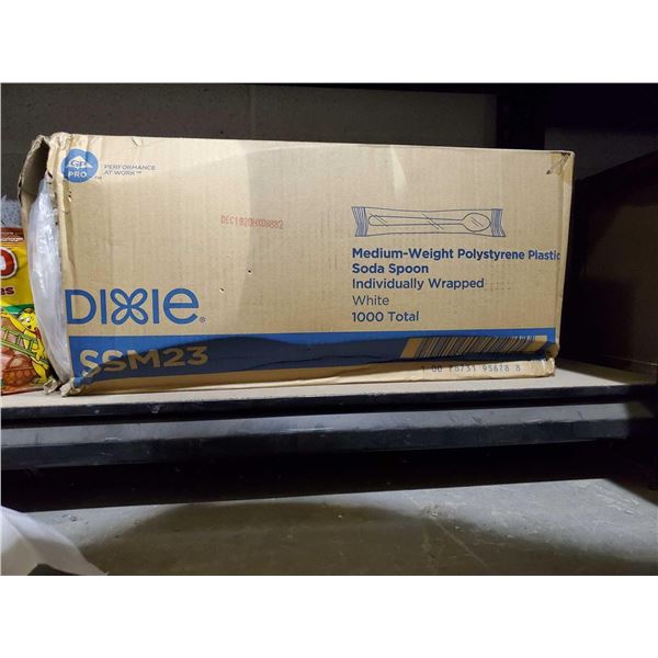 Dixie Medium weight Polystyrene Plastic Soda Spoons Individually wrapped Case Lot 1000pcs White