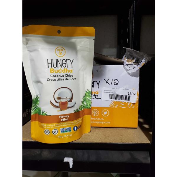 Hungry Buddha Coconut Chips Honey Flavor Case Lot 12 x 40g