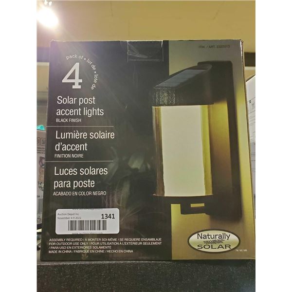 Naturally Solar, Solar post accent Lights Black Finish Pack of 4