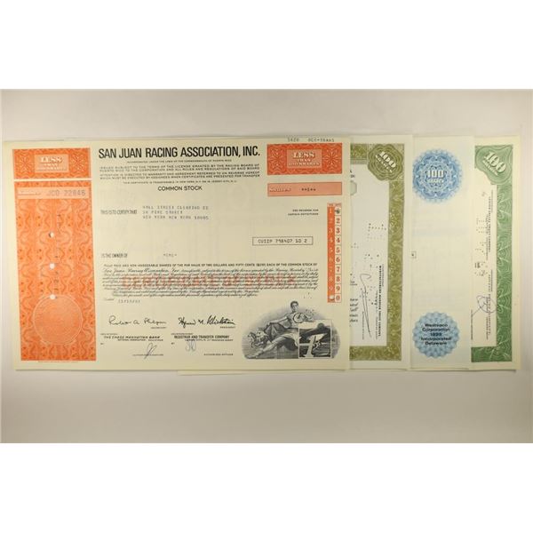 4 VINTAGE CANCELLED STOCK CERTIFICATES: 1961