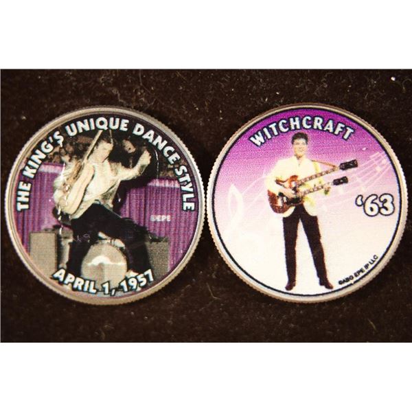 2-COLORIZED ELVIS PRESLEY KENNEDY HALF DOLLARS