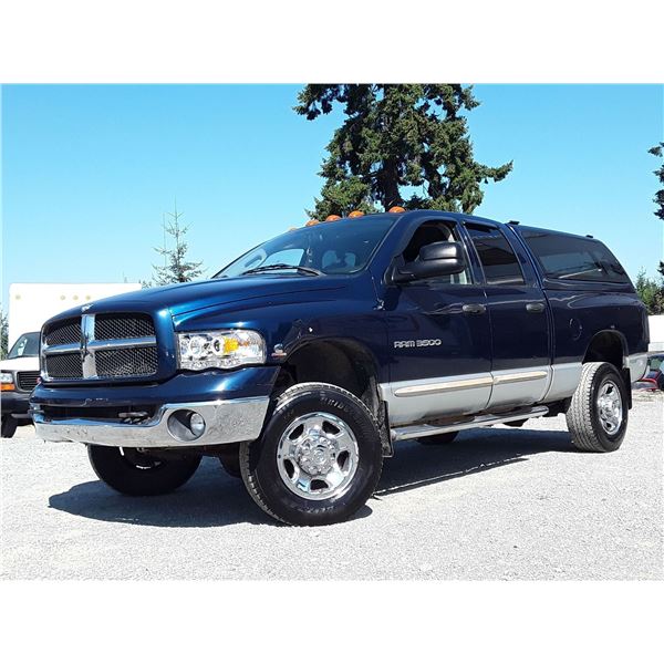 H2 --  2003 DODGE RAM 3500 SLT QUAD CAB 4X4 DIESEL, Blue, 367753 KM