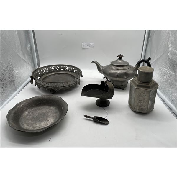 Vintage silver plate and tin bric-a-brac