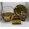 Image 1 : Vintage decorative brass items including Dutch mortar