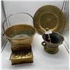 Image 5 : Vintage decorative brass items including Dutch mortar