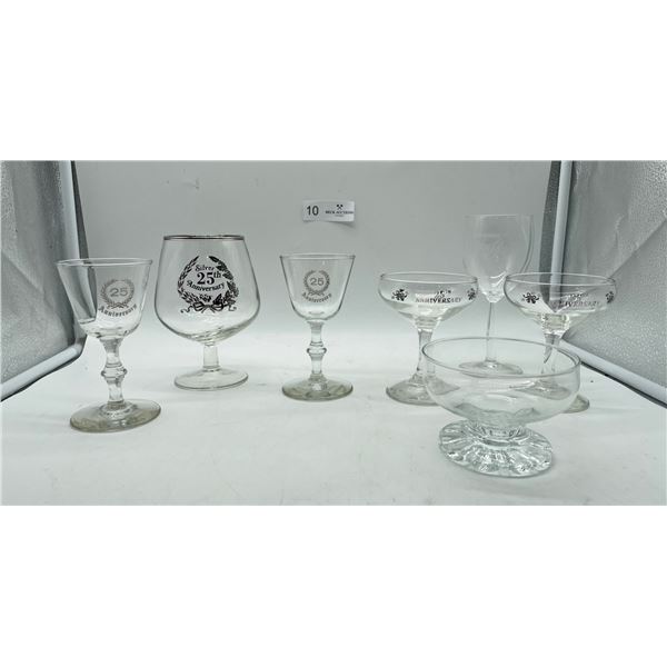 Silver 25th Anniversary glassware
