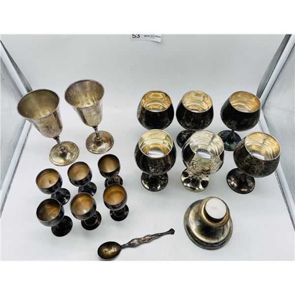 Silver plated brass wine cup lot