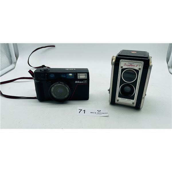 Nikon camera and Kodak box camera