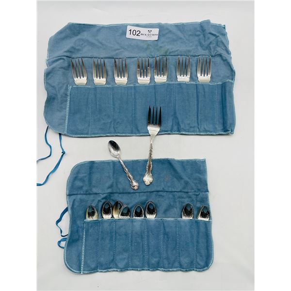 Lot of silver plate salad forks and Demitasse spoons