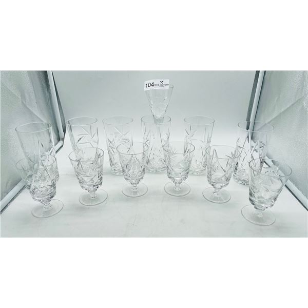 Crystal etched highball glasses