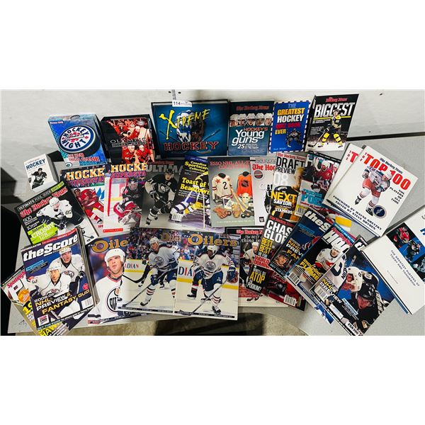 Hockey magazines and hardcover books