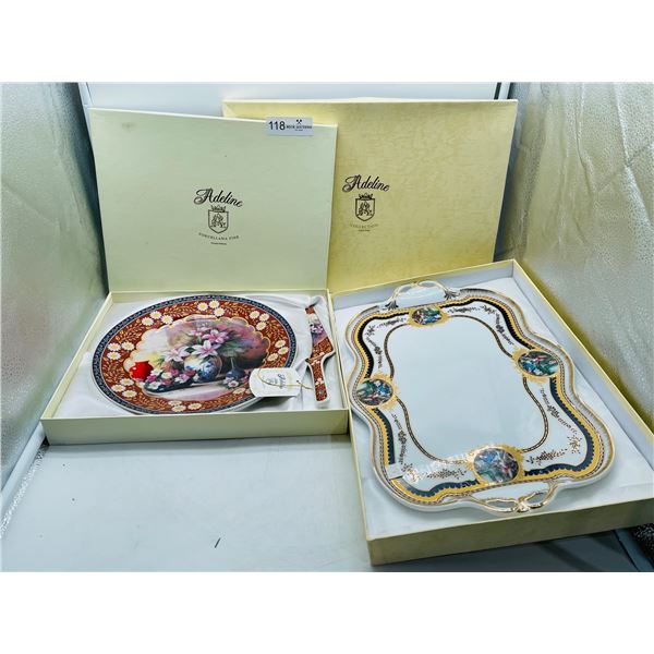 Adeline fine Porcelain cake plate and platter