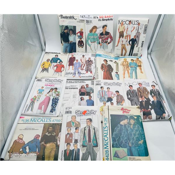 Vintage 60's and 70's Mens and Unisex clothing patterns