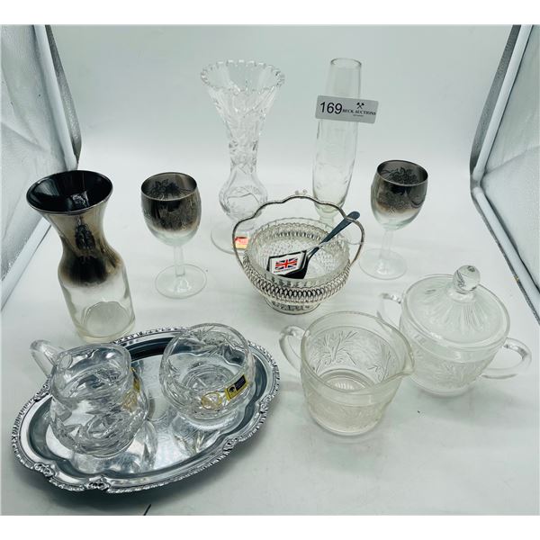 Crystal and Glass Lot, depression glass and silver fade