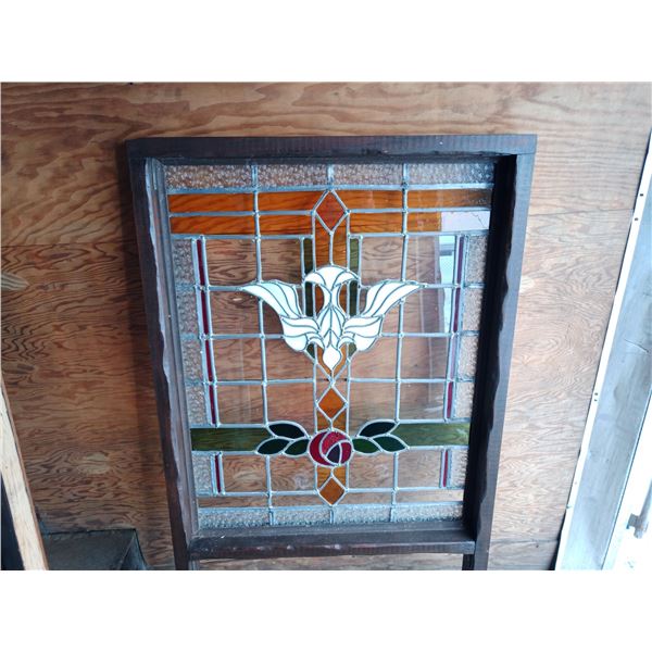 Hand Made Leaded Stained Glass With Dove Aprox 33" W x 41 3/4" H
